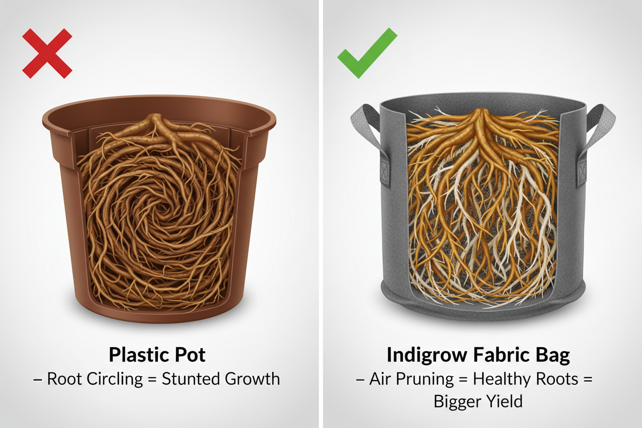 Indigrow Superior Geo Fabric Grow Bag 24X24 Inch | 400 GSM Heavy Duty | UV Protected | Large Fabric Pot without Handles | For Fruit Trees, Banana, Papaya & Kitchen Garden