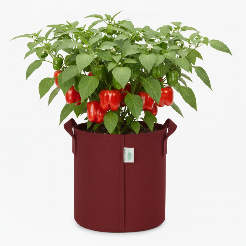 Indigrow Superior Geo Fabric Grow Bag 9x9 Inch | 400 GSM Heavy Duty | UV Protected | Air Pruning Breathable Fabric Pot with Handles | For Chilli, Spinach, Herbs & Kitchen Garden Plants