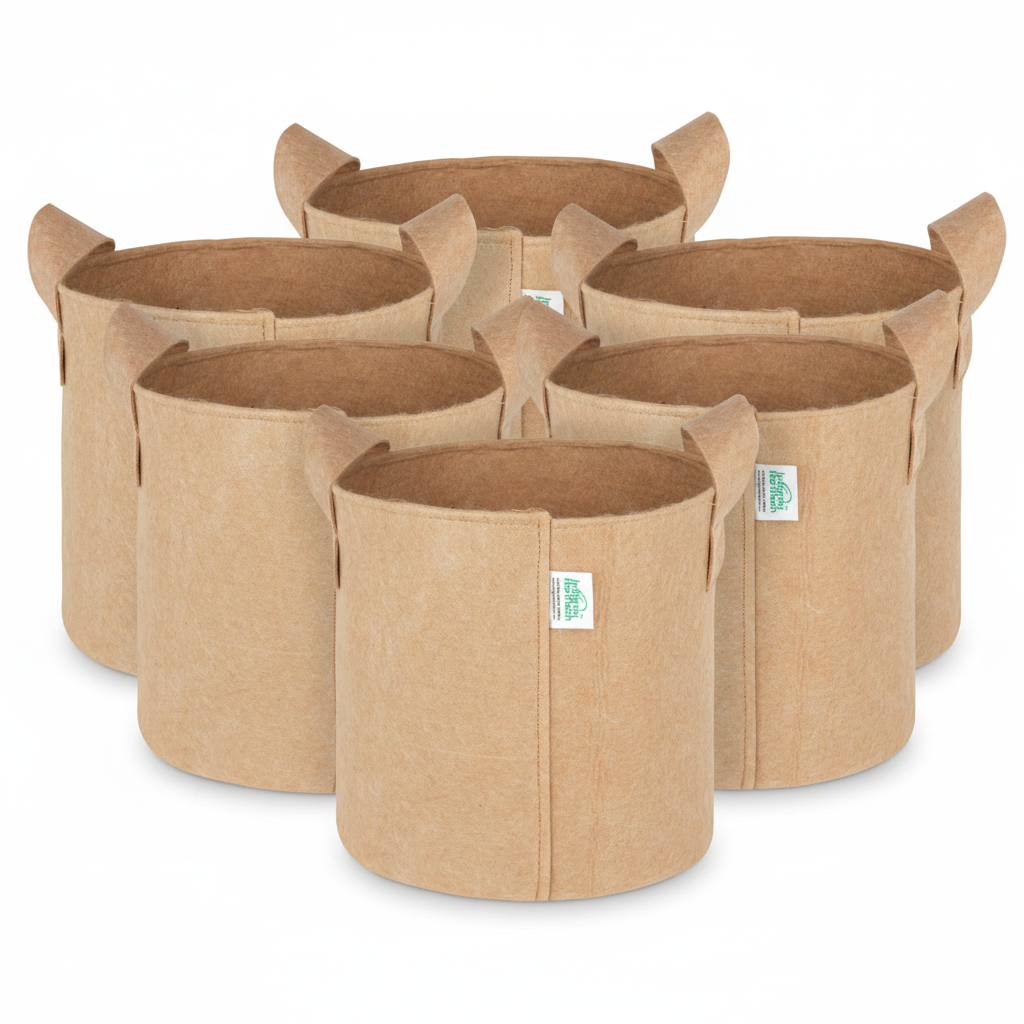 Indigrow Superior Geo Fabric Grow Bag 9x9 Inch | 400 GSM Heavy Duty | UV Protected | Air Pruning Breathable Fabric Pot with Handles | For Chilli, Spinach, Herbs & Kitchen Garden Plants