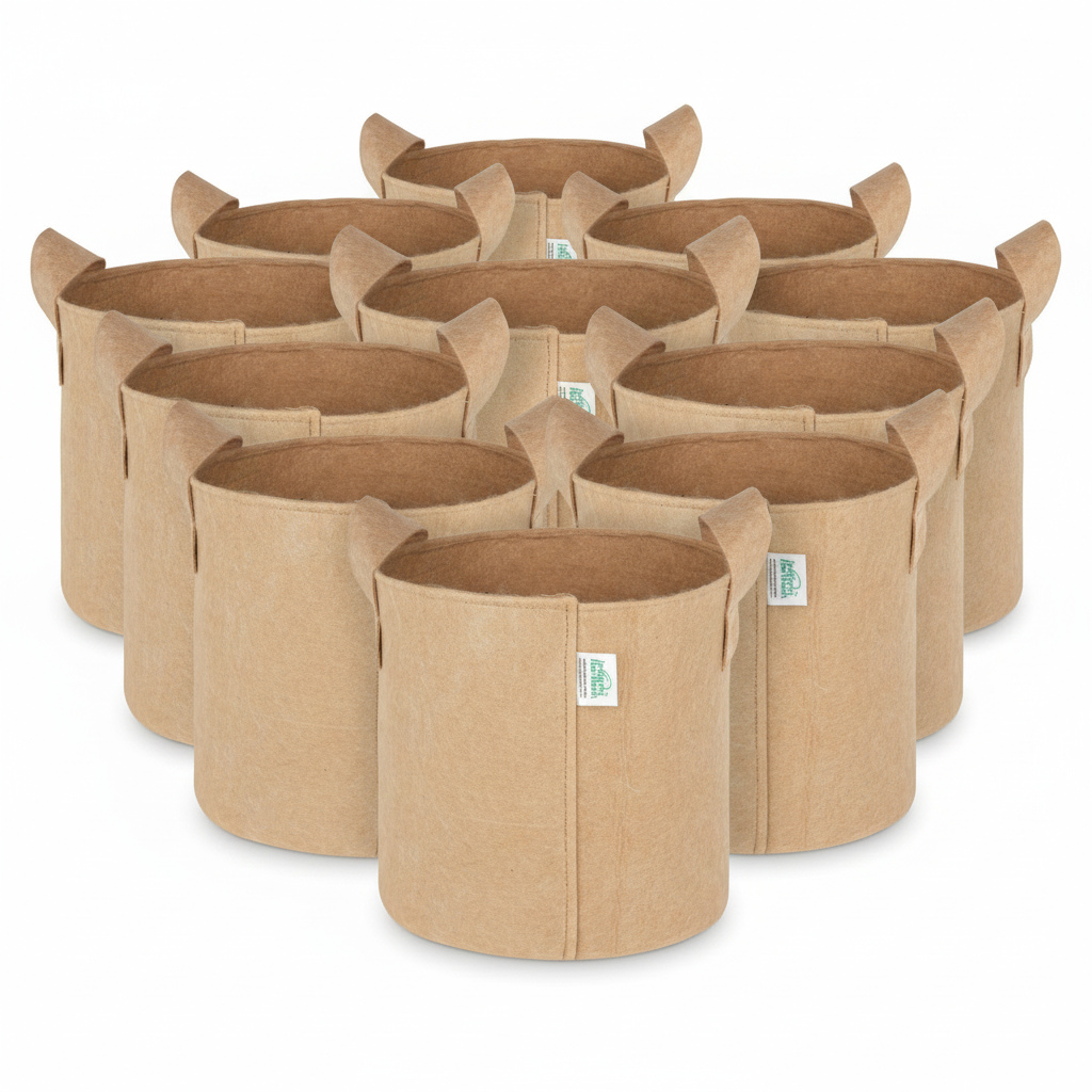 Indigrow Superior Geo Fabric Grow Bag 10x10 Inch | 400 GSM Heavy Duty | UV Protected | Air Pruning Breathable Fabric Pot with Handles | For Tomatoes,Vegetables & Kitchen Garden