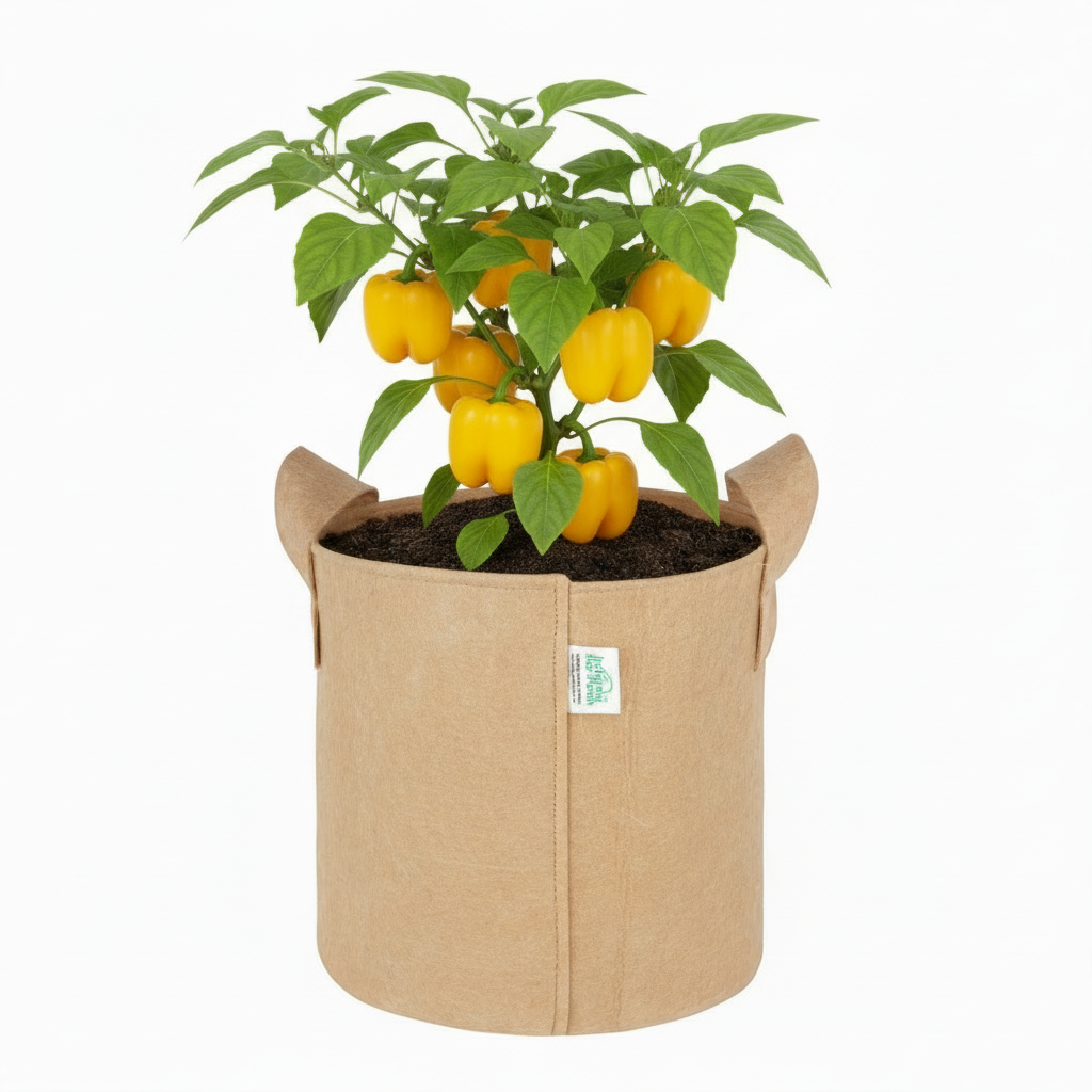 Indigrow Superior Geo Fabric Grow Bag 9x9 Inch | 400 GSM Heavy Duty | UV Protected | Air Pruning Breathable Fabric Pot with Handles | For Chilli, Spinach, Herbs & Kitchen Garden Plants