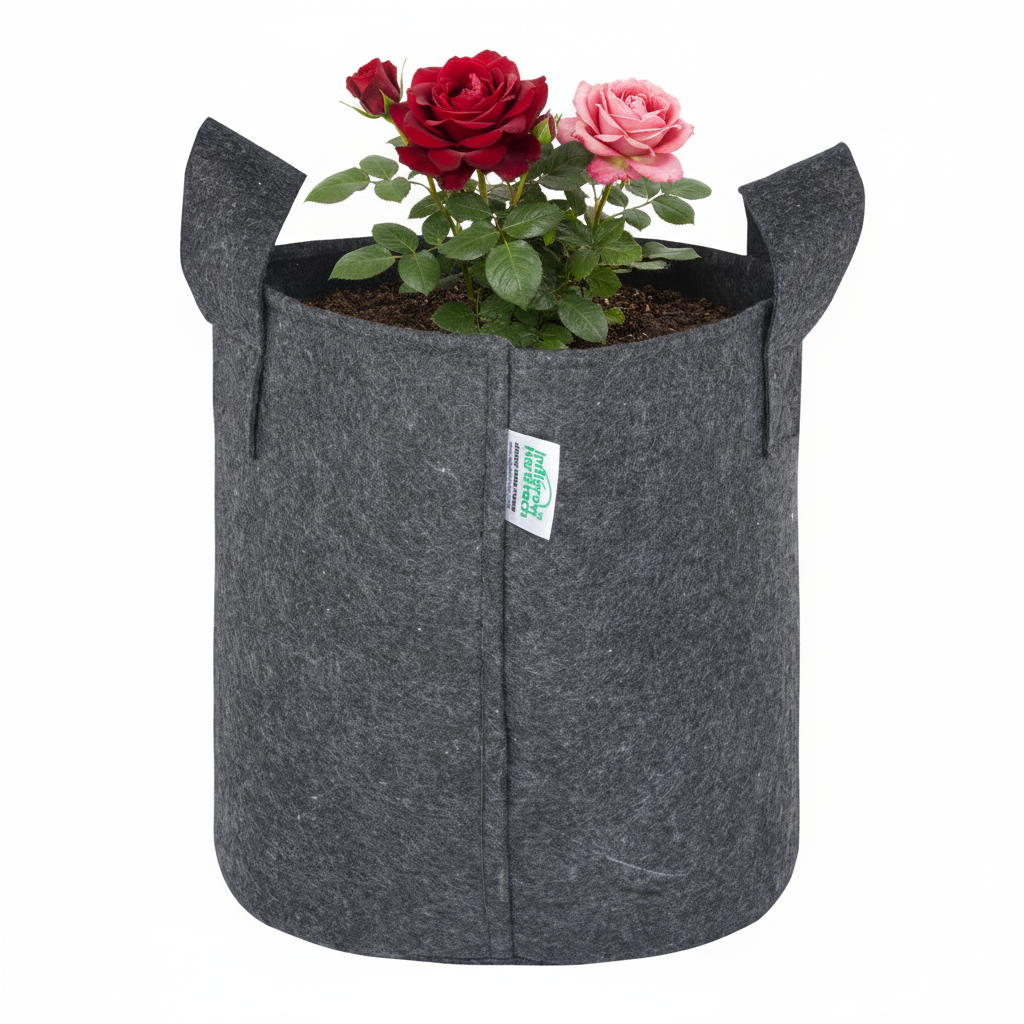 Indigrow Superior Geo Fabric Grow Bag 12x12 Inch | 400 GSM Heavy Duty | UV Protected | Air Pruning Breathable Fabric Pot with Handles | For Tomatoes, Brinjal, Chillies & Kitchen Garden