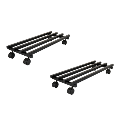 Indigrow Hortitech Heavy Duty Plant Stand with Wheels | Wheel Pot Trolley for Balcony, Indoor & Outdoor | Rust-Proof Metal Gamla Stand (Black) Rectangular Caddy Pack of 4