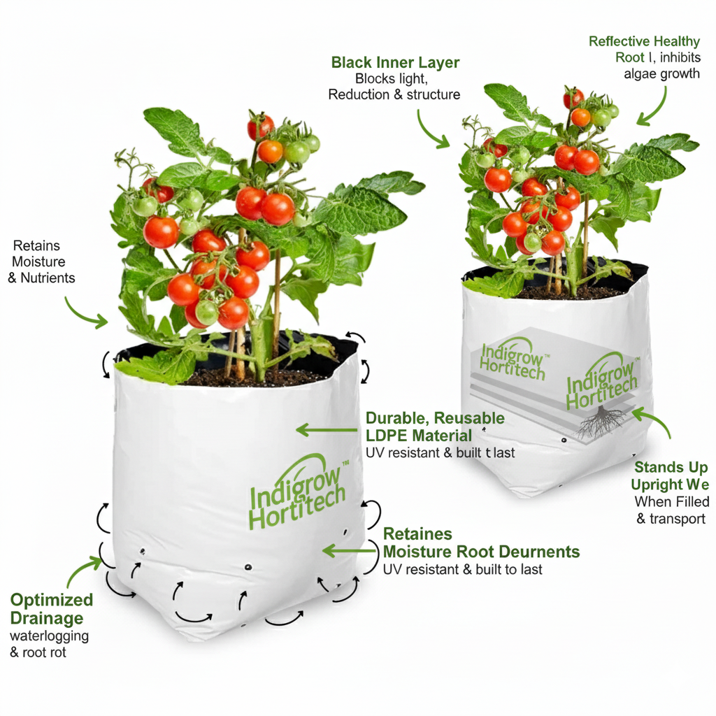 LDPE Double layer Grow Bag 28x28x50 cm