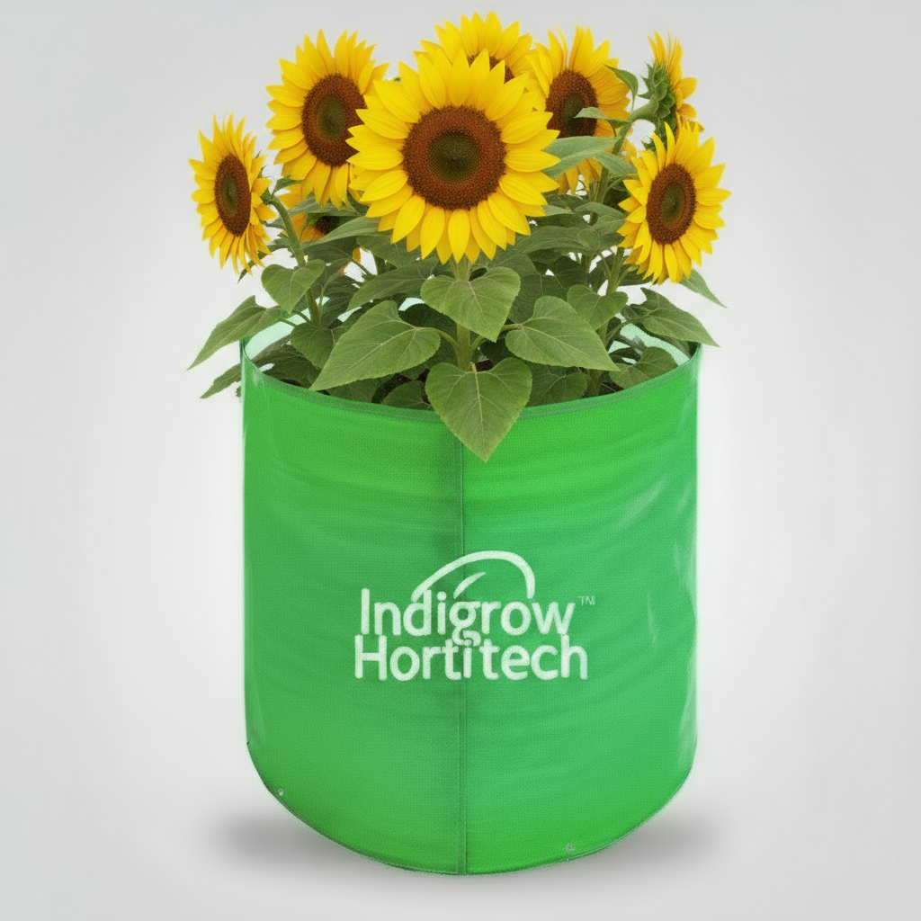 Indigrow Durable 15x15 Inch HDPE Circular Grow Bag for Healthy Garden Plants