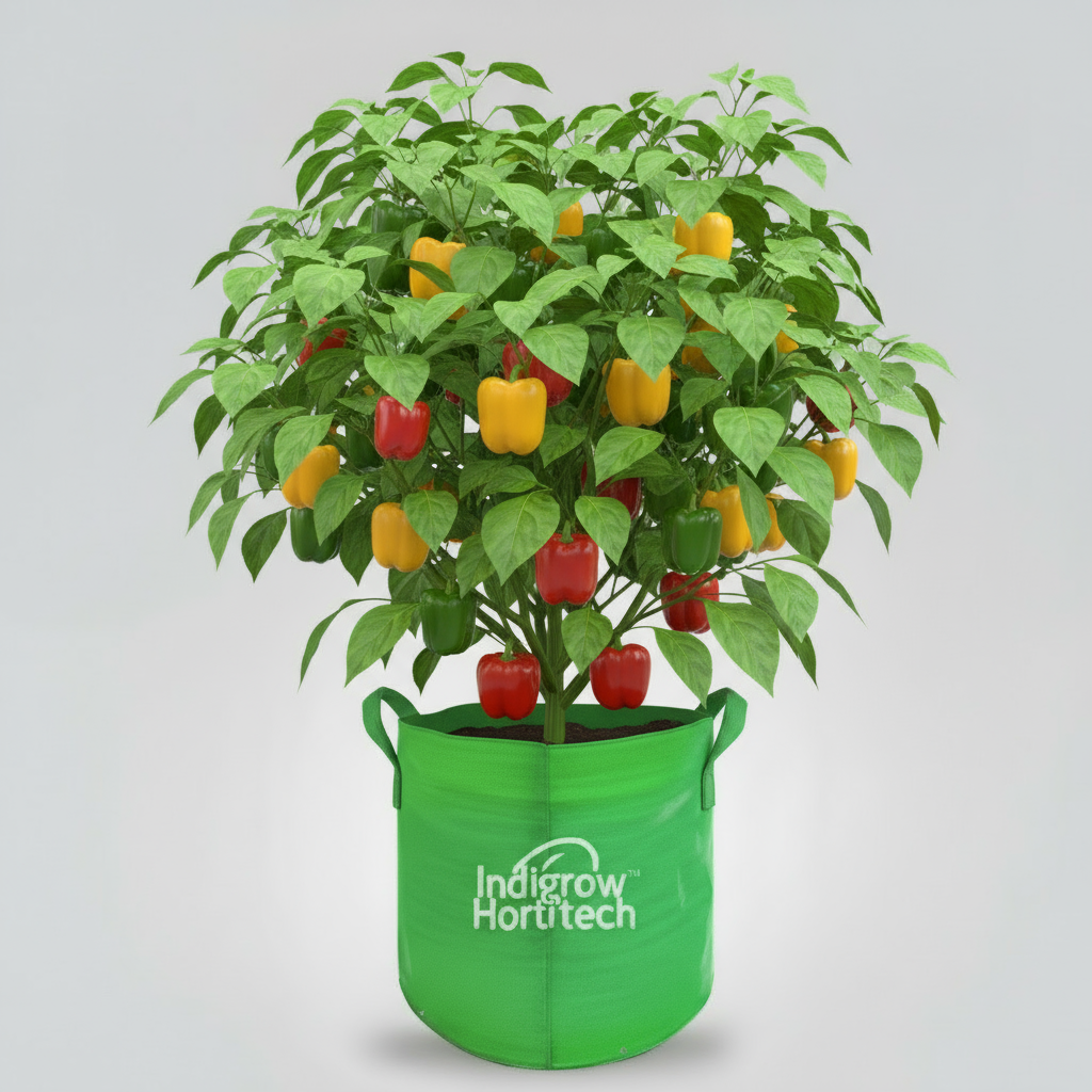 Indigrow Durable 15x12 Inch HDPE Circular Grow Bag for Healthy Garden Plants