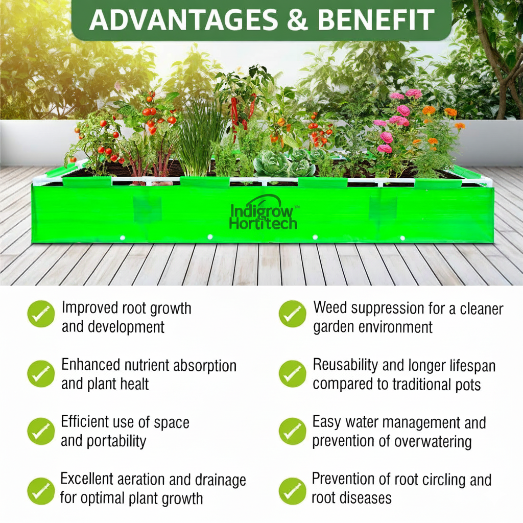 HDPE Rectangular Grow Bag | 8x3x1 Ft | 360 GSM