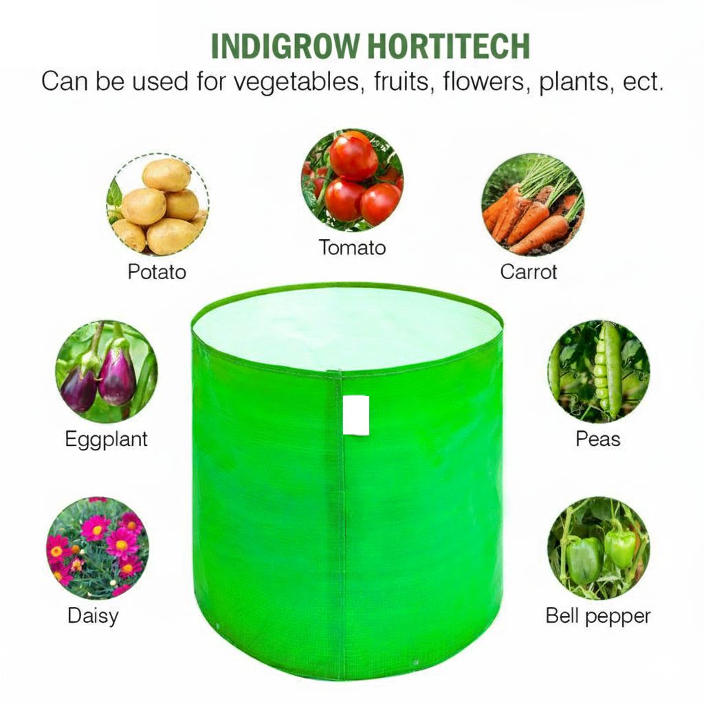 Indigrow Durable 15x15 Inch HDPE Circular Grow Bag for Healthy Garden Plants