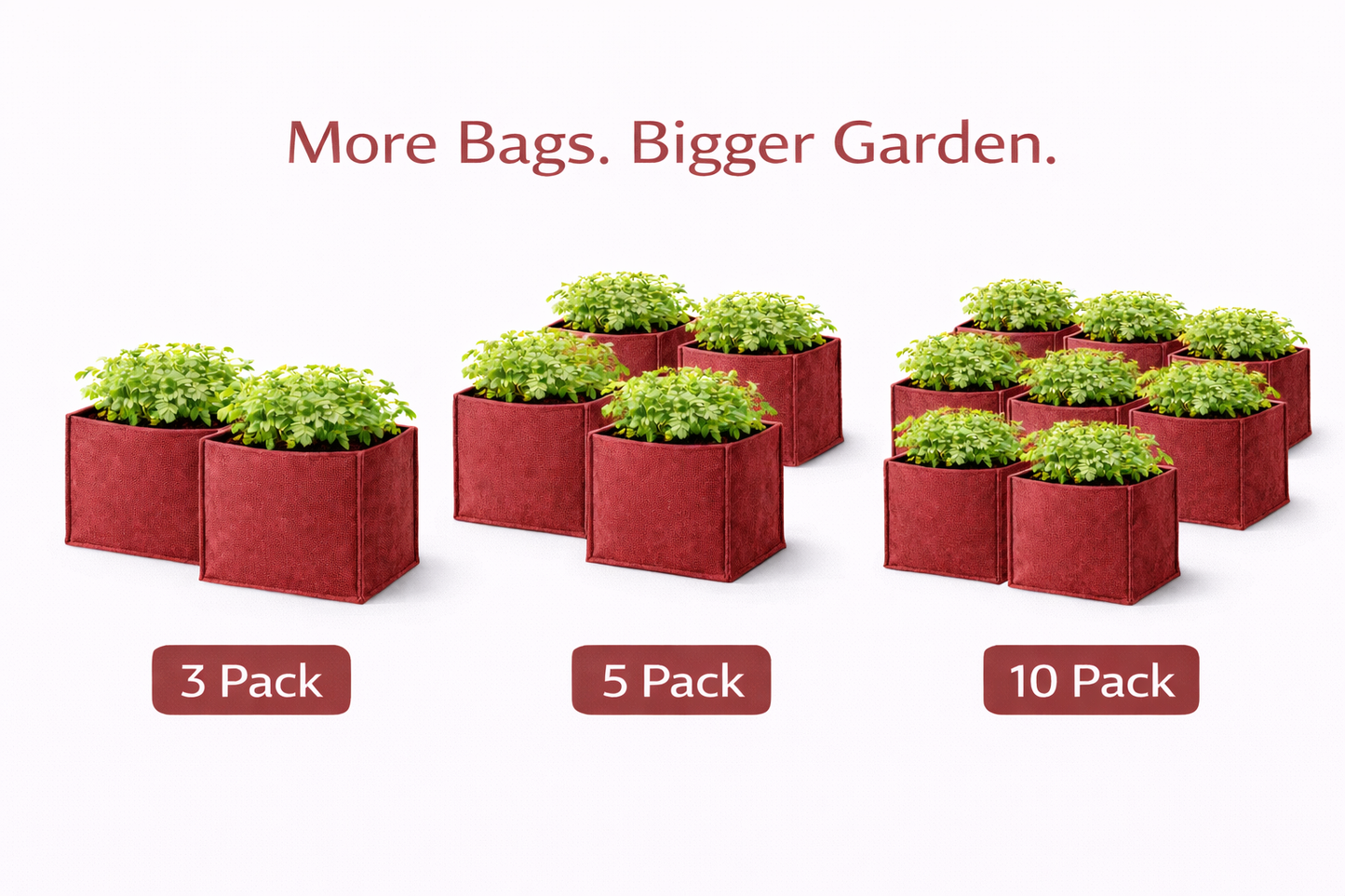 Indigrow Hortitech 12x12 Inch Square Non-Woven Geo Fabric Grow Bag | 400SM Heavy Duty | UV Stabilised | Air Pruning Breathable Fabric Pot