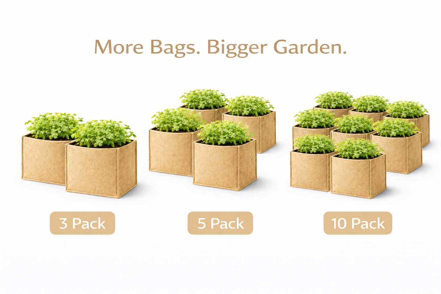 Indigrow Hortitech 12x12 Inch Square Non-Woven Geo Fabric Grow Bag | 400SM Heavy Duty | UV Stabilised | Air Pruning Breathable Fabric Pot