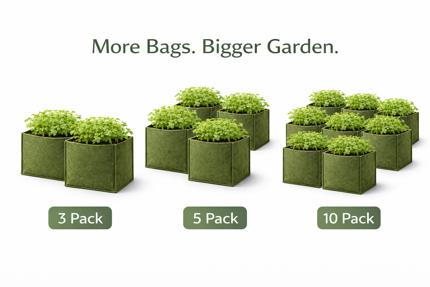 Indigrow Hortitech 12x12 Inch Square Non-Woven Geo Fabric Grow Bag | 400SM Heavy Duty | UV Stabilised | Air Pruning Breathable Fabric Pot