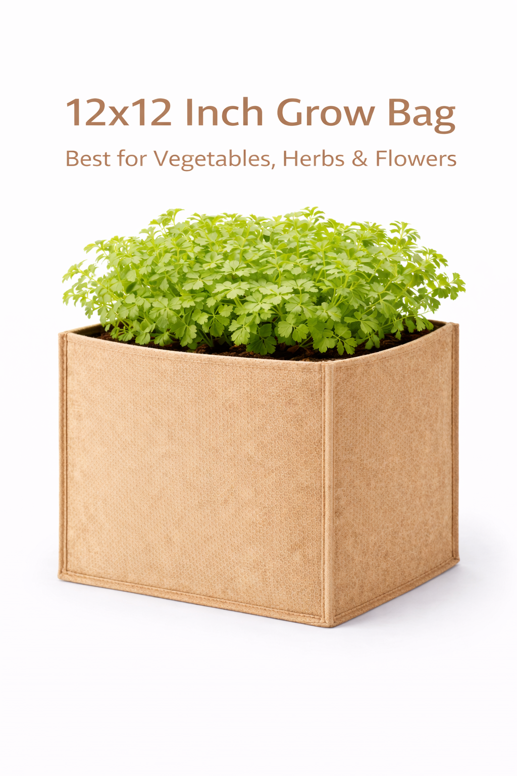 Indigrow Hortitech 12x12 Inch Square Non-Woven Geo Fabric Grow Bag | 400SM Heavy Duty | UV Stabilised | Air Pruning Breathable Fabric Pot