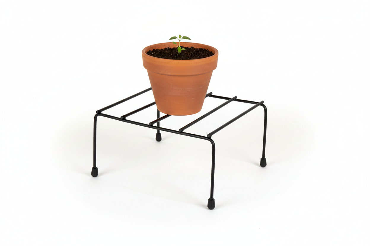 Indigrow Hortitech Slim Plant Stand (Black, Set of 4) – Decorative Metal Pot Holder for Indoor & Outdoor Use | Balcony, Garden, Terrace, Living Room & Home Decor