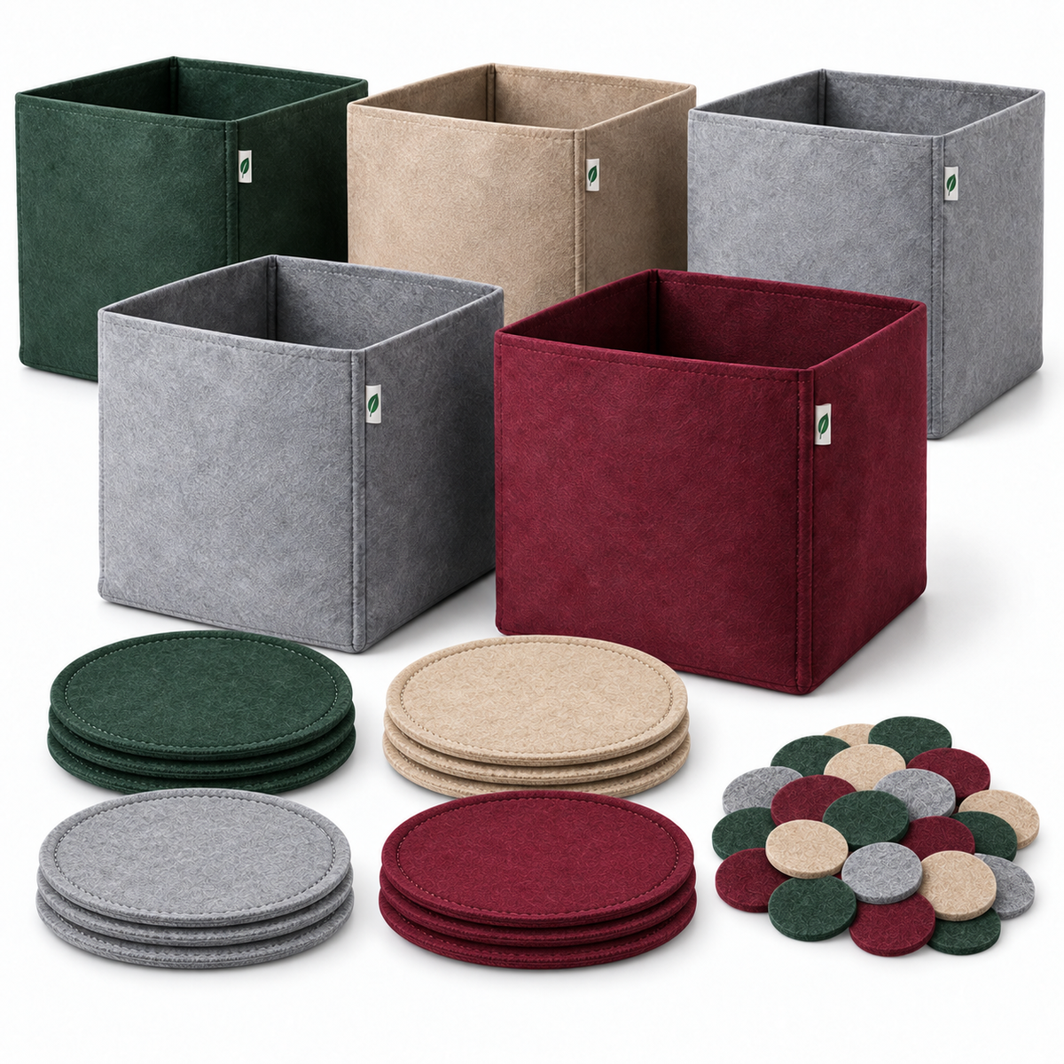 Premium Balcony Kit with flat stitched plant saucers and multicolor drainage pads