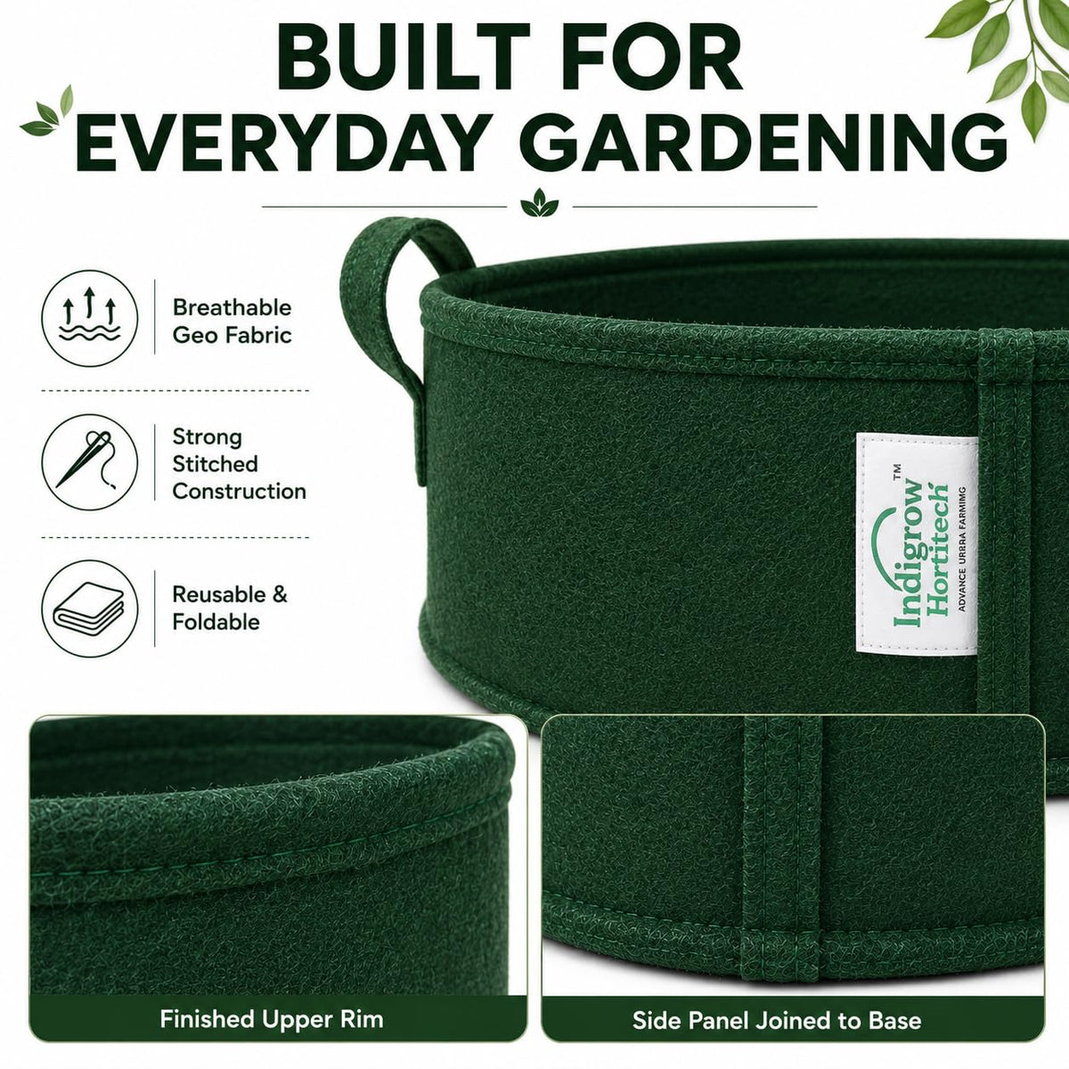 Green breathable geo-fabric grow bag