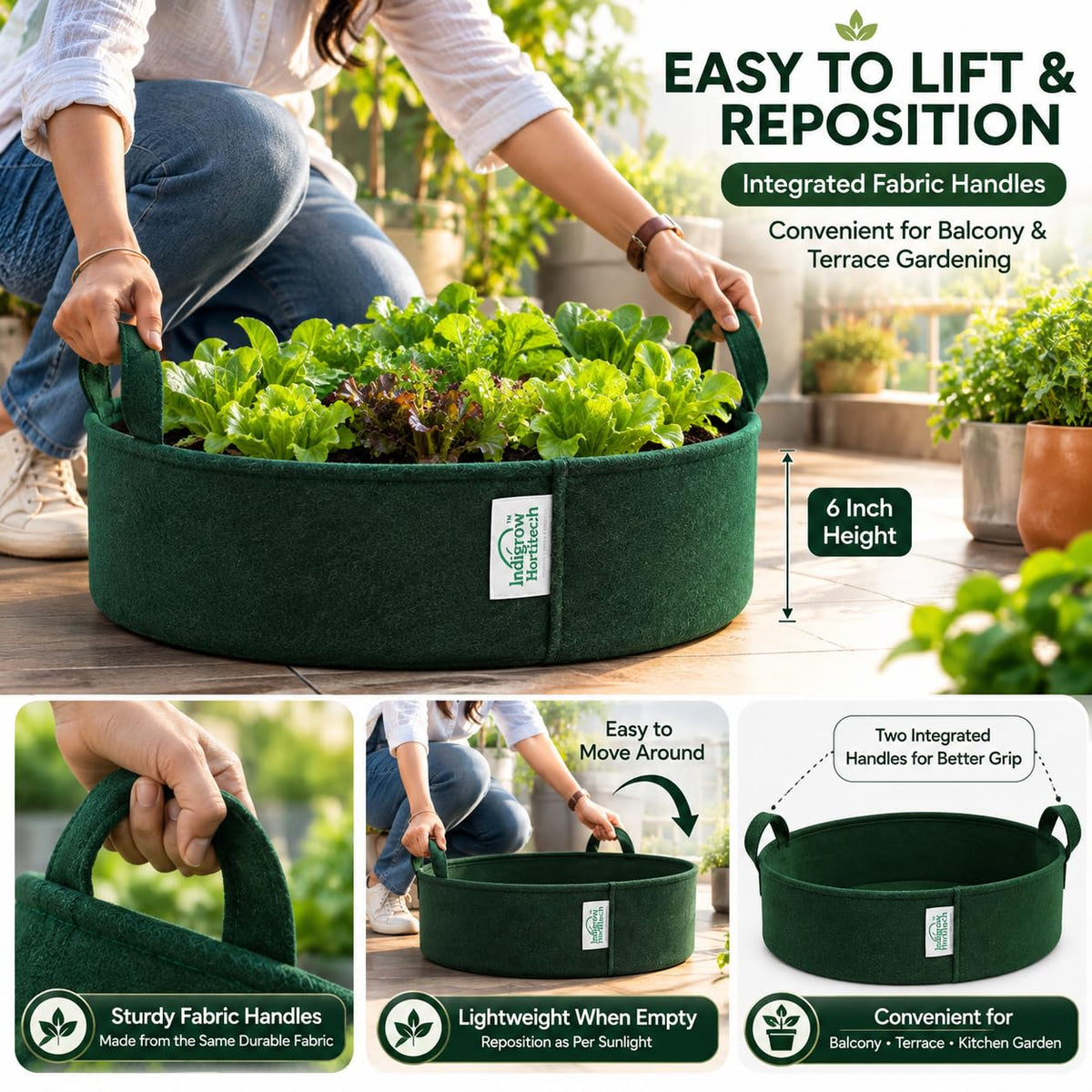 Green low-profile grow bag use guide