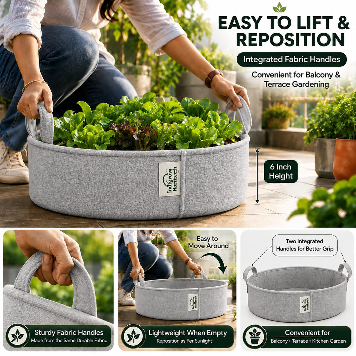 Grey low-profile grow bag use guide