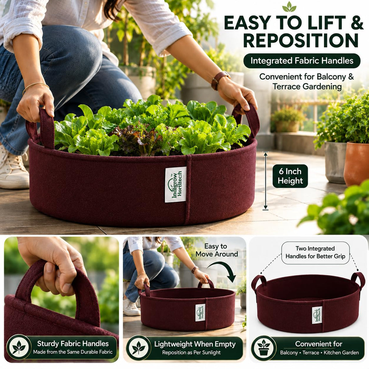 Maroon low-profile grow bag use guide