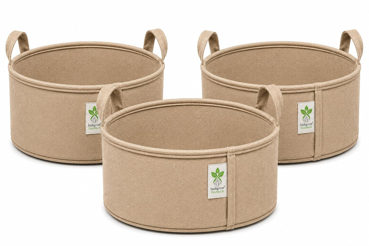 Beige geo fabric grow bag 15x9 inches pack of 3