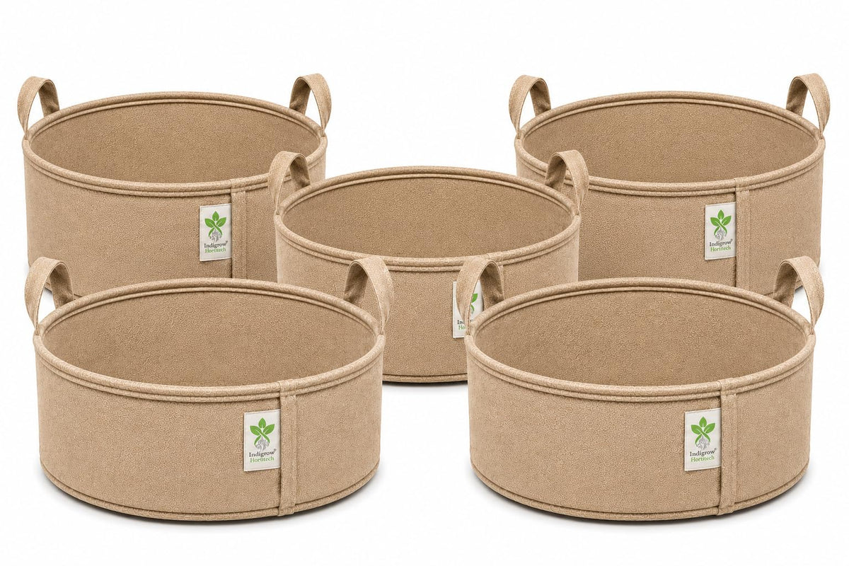 Beige geo fabric grow bag 18x9 inches pack of 5