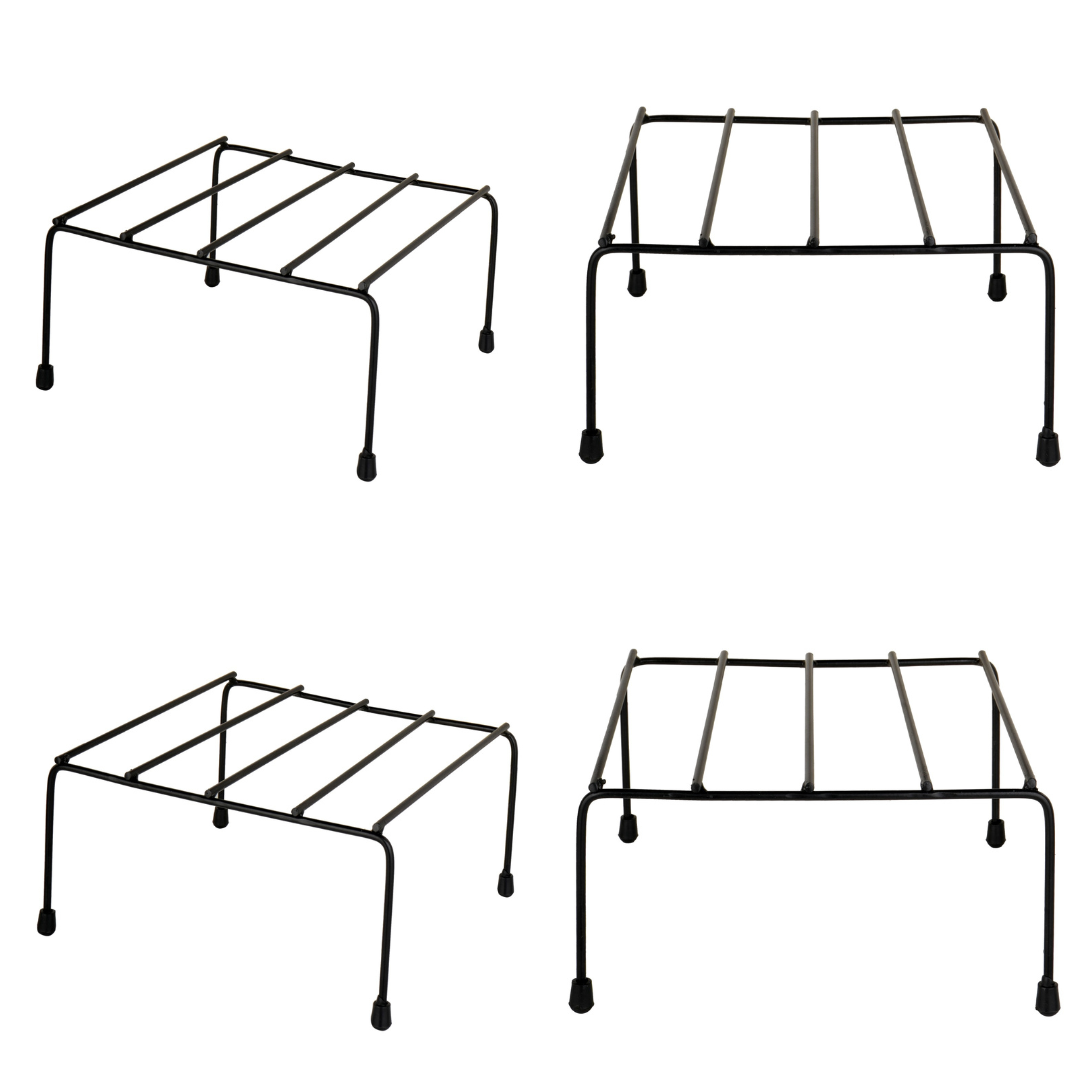 Indigrow Hortitech Slim Plant Stand (Black, Set of 4) – Decorative Metal Pot Holder for Indoor & Outdoor Use | Balcony, Garden, Terrace, Living Room & Home Decor