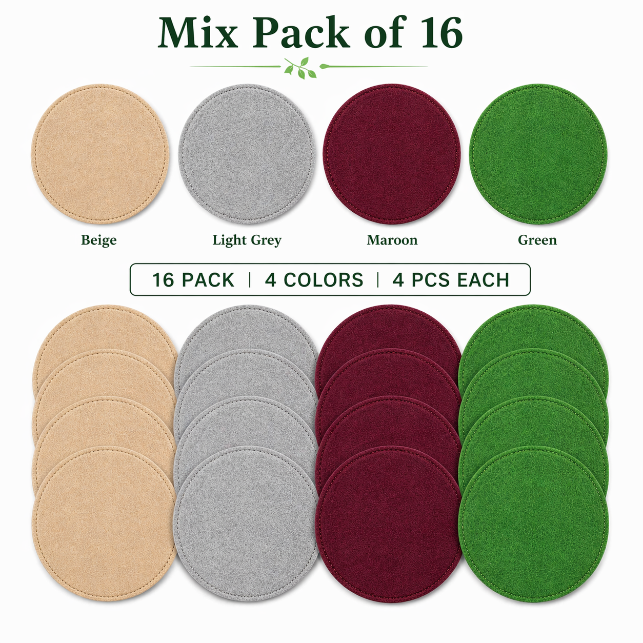 Indigrow Plant Coasters for Pots | Absorbent Fabric Mats with Waterproof Backing | Fast Drying | Protects Floors & Surfaces | Indoor & Outdoor Use | 6 Inches | Pack of 12