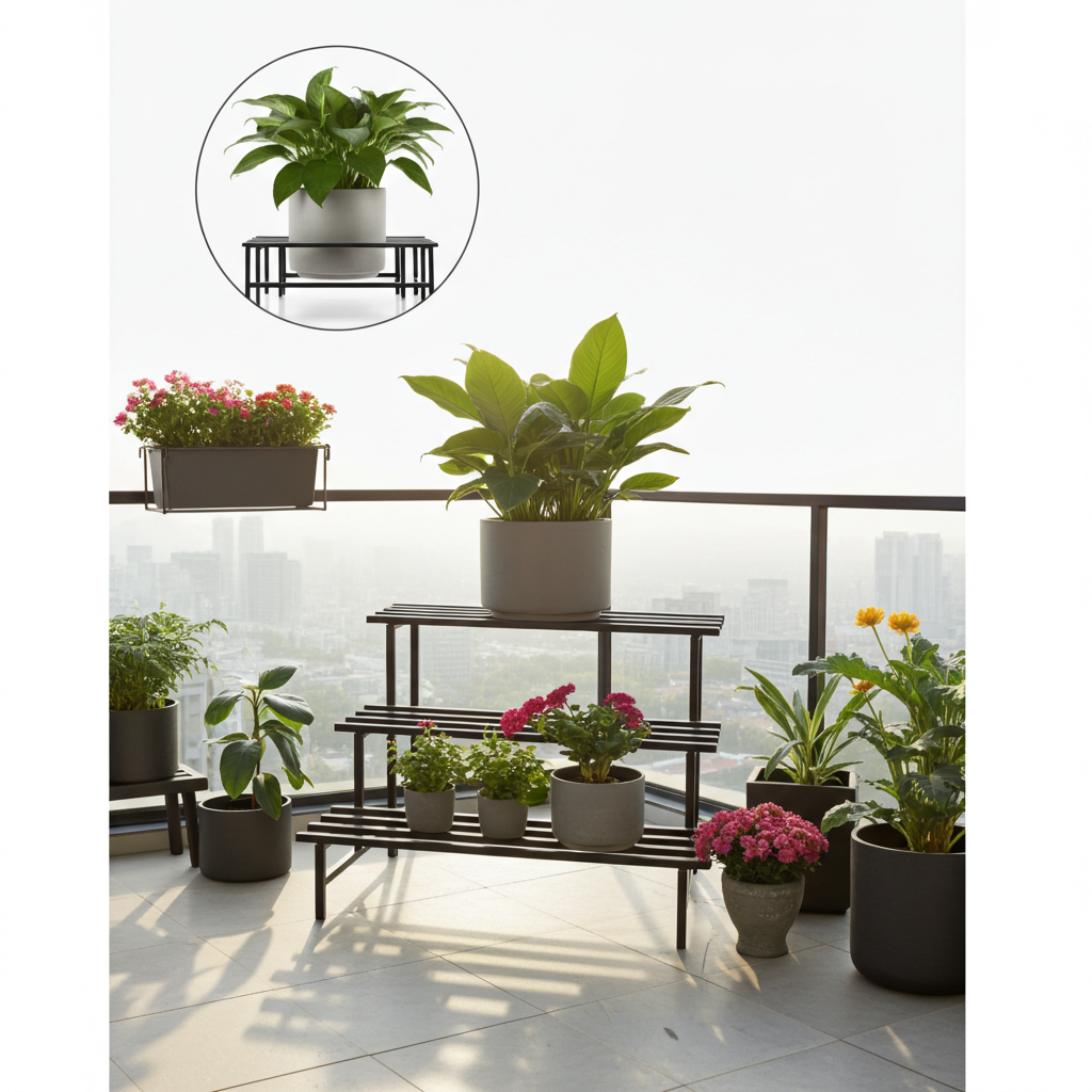 Indigrow Heavy Duty  3-Tier Square Tube Plant Stand  | Heavy Duty Iron Pot Stand for Balcony, Home Decor, Indoor and Outdoor Use