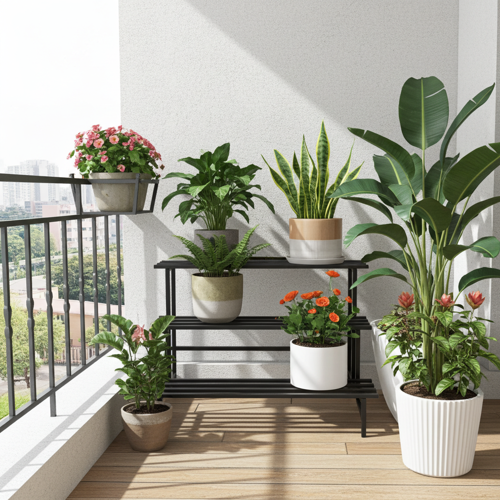 Indigrow Heavy Duty  3-Tier Square Tube Plant Stand  | Heavy Duty Iron Pot Stand for Balcony, Home Decor, Indoor and Outdoor Use