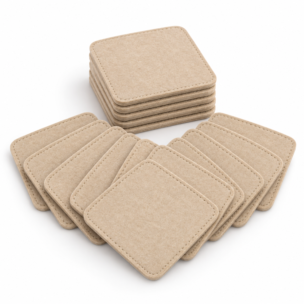 Indigrow Beige square plant coaster 4 inch pack of 12 - main